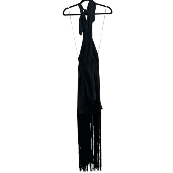 NEW NWOT Show Me Your Mumu Jasmine Fringe Halter Maxi Dress Black Satin SIZE M - Picture 3 of 12